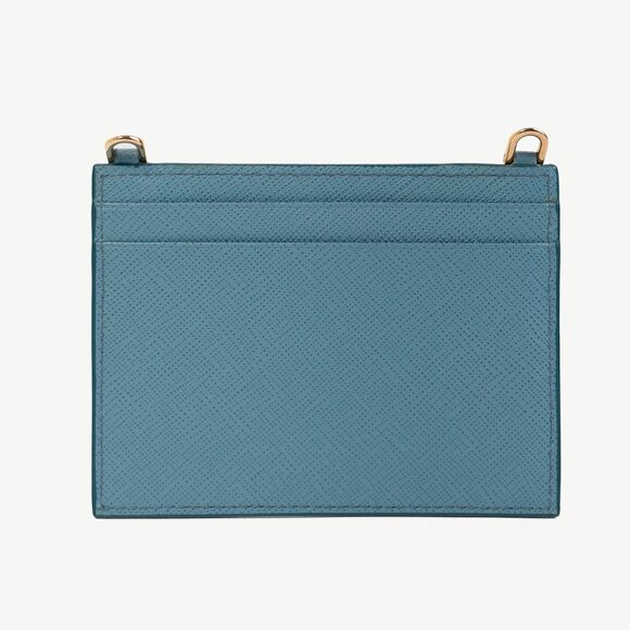 Prada Blue Saffiano Leather Shoulder-Strap Card Holder - Picture 4 of 10